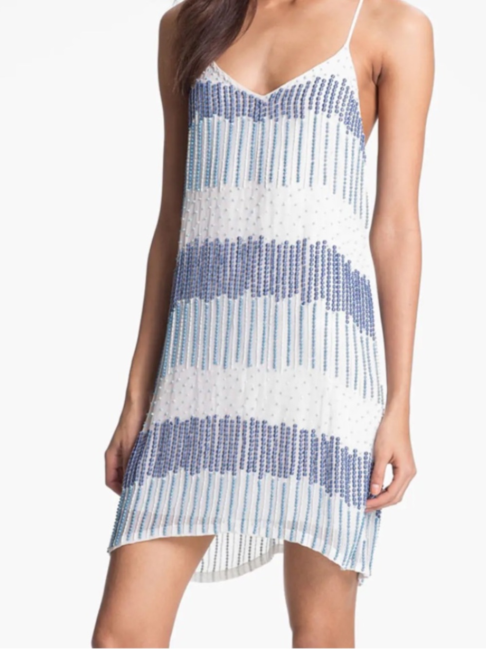 Parker White Beaded Dress 100% Silk